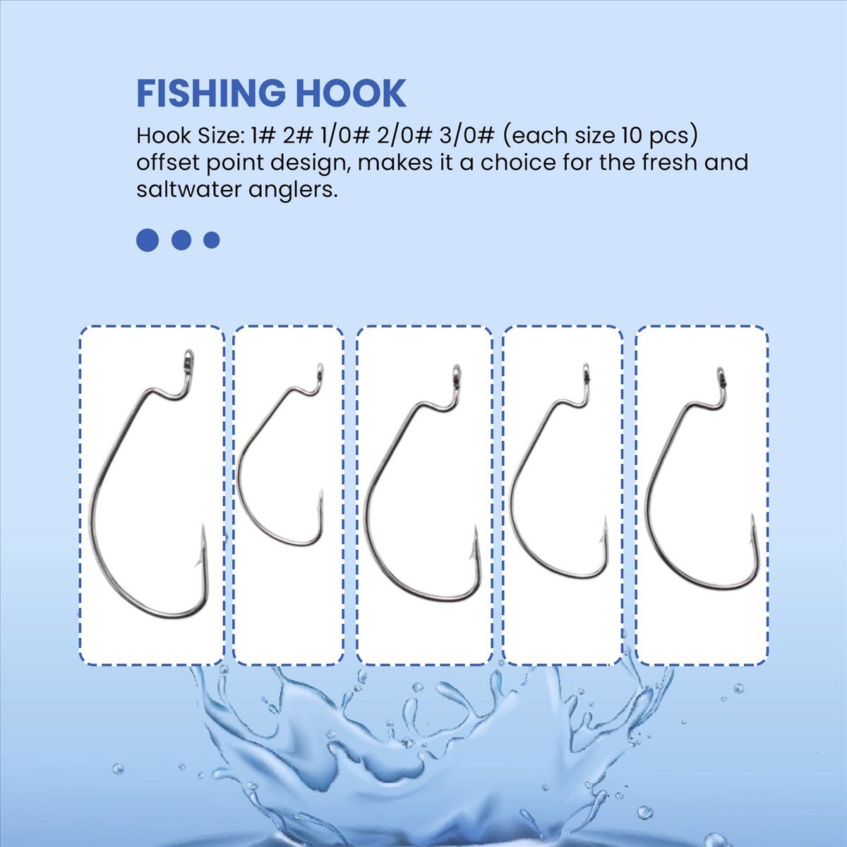 Fishing Hook Box - AD45 ชุดเบ็ดตกปลา 51 ชิ้น ตะขอเบ็ดเหล็กคาร์บอนสูง สำหรับเหยื่อหนอนเซนโกะ